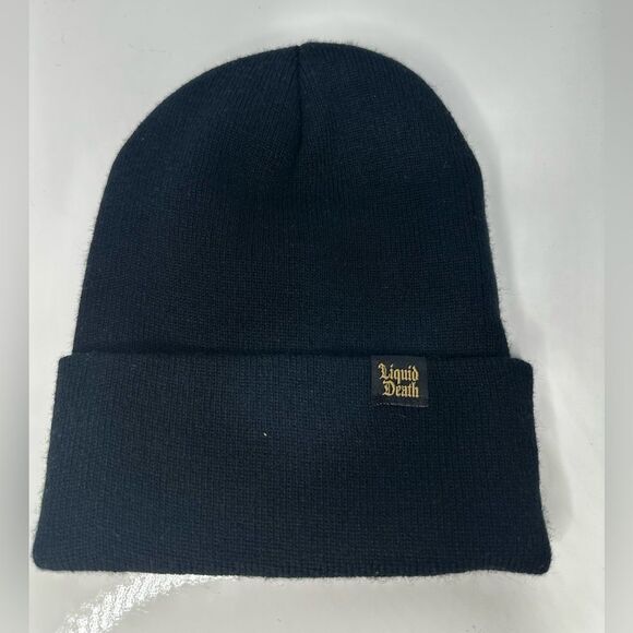 Liquid Death Beanie Black & Gold One Size - Picture 2 of 3